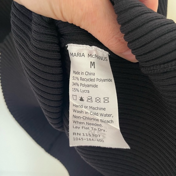 Maria McManus Black One-Shoulder Ribbed Top M - Picture 5 of 5
